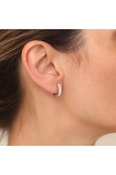 passion silver Çift Sıralı Tamtur Küpe Gümüş Kaplama 14 mm Kadın