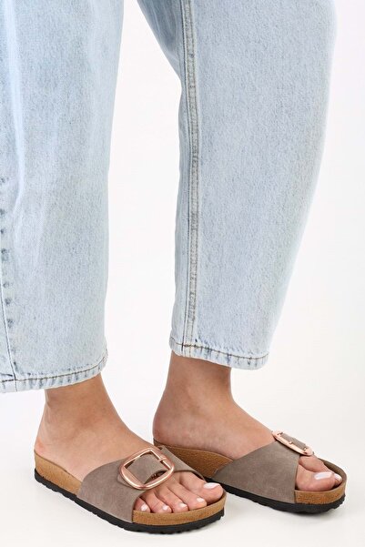 Shoeberry Norkové semišové dámské pantofle - silná podrážka a pásek