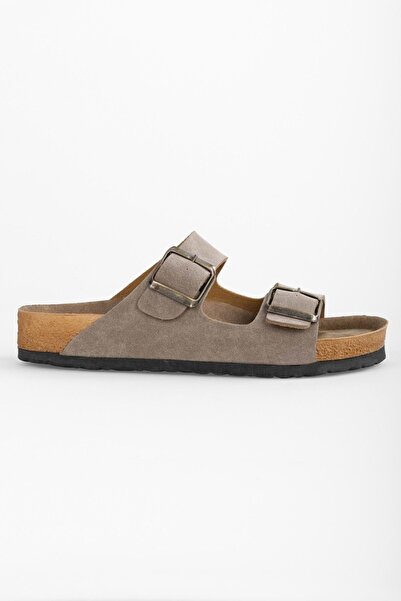 Shoeberry Soan Mink Women's Slippers - Thick Sole and Belt Detail