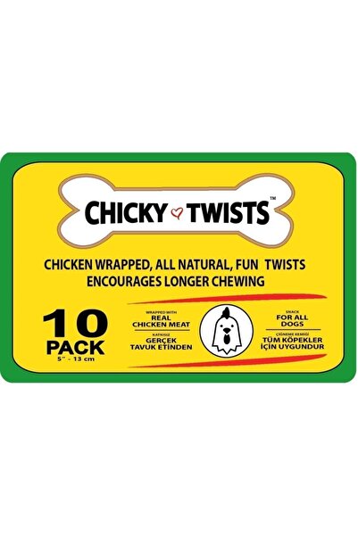 Freshy Chicky Twist - Taze Tavuk Eti Kaplı Köpek Çiğneme Çubukları - 10 Adet
