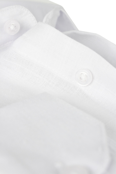 Varetta Λευκό λινό - Μακρυμάνικο βαμβακερό ανδρικό πουκάμισο με τσέπες