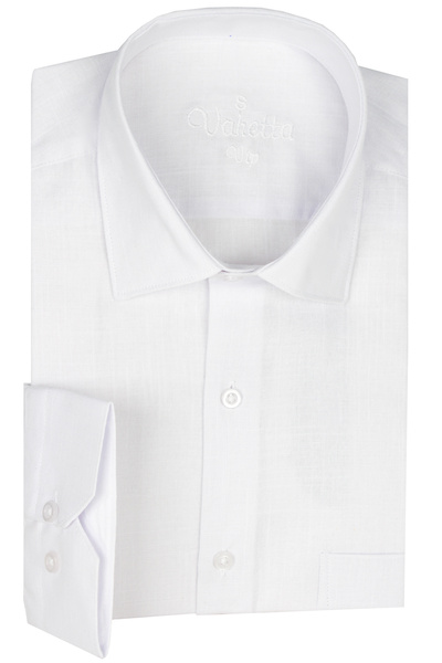 Varetta Λευκό λινό - Μακρυμάνικο βαμβακερό ανδρικό πουκάμισο με τσέπες