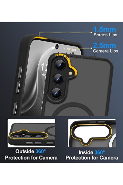 m.tk moveteck Samsung Galaxy S24 Kılıf Mat Magsafe Şarj Özellikli Darbe Önleyici Hassas Butonlu Renkli Kenarlı