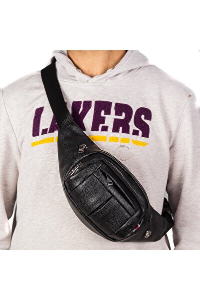 NEWISH POLO ACCESSORIES Unisex Suya Dayanıklı Vegan Soft Deri Siyah Kulaklık Çıkışlı Omuz Ve Bel Çantası