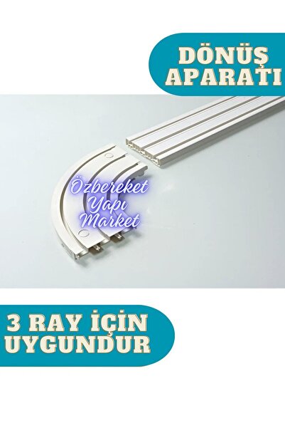 özbereketyapimarket 3 Raylı 90 Derece Korniş Dönüş Aparatı 3lü Dönüş