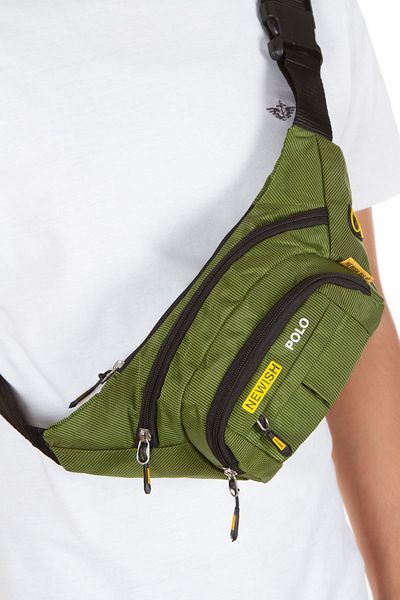 Newish Polo Khaki Waterproof USB and Headphone Detailed Unisex Waist and Shoulder Bag Freebag