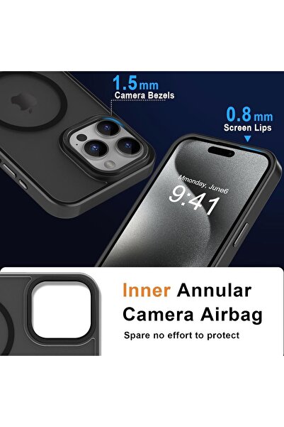 m.tk moveteck İphone 14 Pro Kılıf Mat Magsafe Şarj Özellikli Darbe Önleyici Hassas Buton Renkli Yumuşak Kenar -Sio