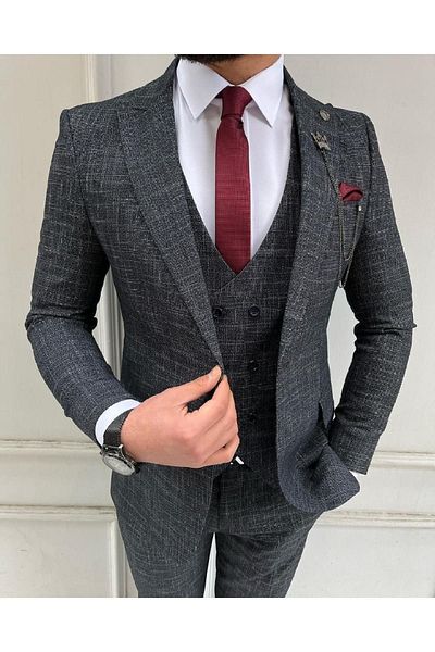 Biçeq Collection Slim Fit Slim Suit with Vest