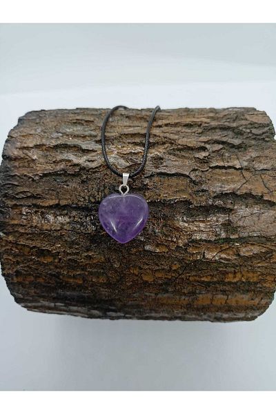 BalıkHediyelik Amethyst Stone Necklace/Heart Shaped Natural Stone Necklace