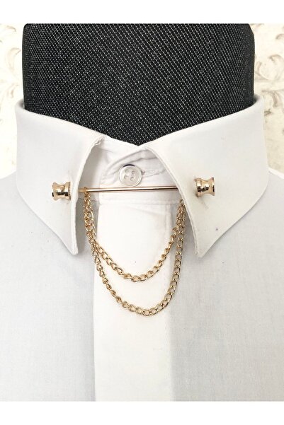 Yage Top Başlı Zincirli Gömlek Yaka Iğnesi