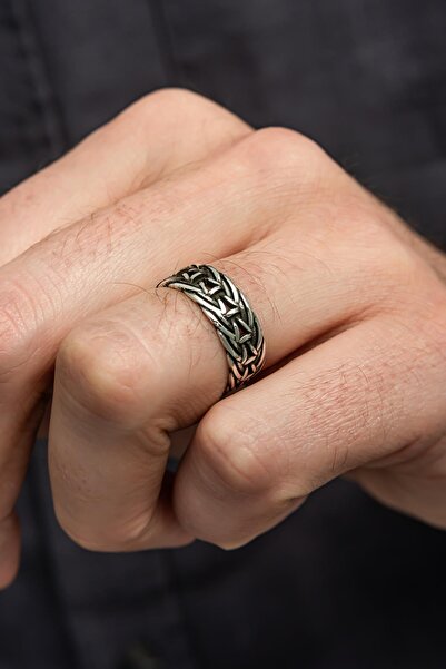 YÜZÜK SANATI Sarmaşık Örgü Gümüş Tek Alyans Yüzük