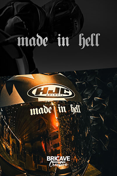 Bricave Made in Hell Yazı JDM Motosiklet Kask Etiket Sticker 10x2cm