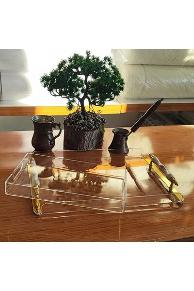 SOLİDCLASS Ozmrt Şeffaf Pleksi Söz Nişan Tepsisi 35x25 Cm Ve 15x23 Cm( 2 Adet...