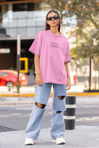 Boi Imagine & Shine Minimal Pattern Oversize T-Shirt - Ασπρόμαυρο καλοκαιρινό χτενισμένο βαμβακερό