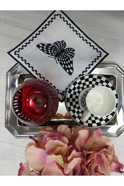 LASETU Siyah Mac Kenzie Kelebek Detaylı Kokteyl Ve Kahve Yanı Sunum Peçetesi ...