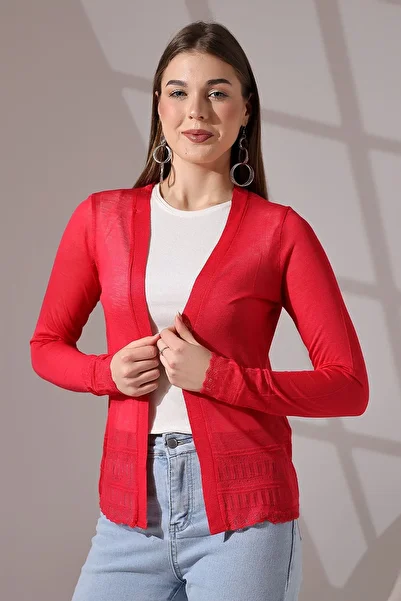 Şiir Women's Skirt and Sleeves Openwork Patterned Combed Cotton Cardigan with Skirt starting