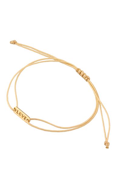 ELLI Armband Damen Plättchen Schriftzug "love" mit Nylon aus 925 Sterling Silber vergoldet
