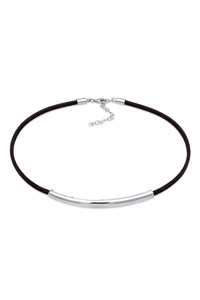 ELLI Schwarze Halskette Choker - 925 Sterling Silber, Synthetisches Leder