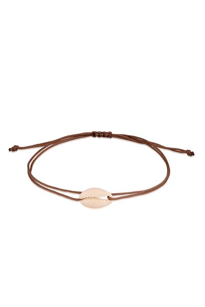 KUZZOI Armband Nylonband mit Kauri Muschel