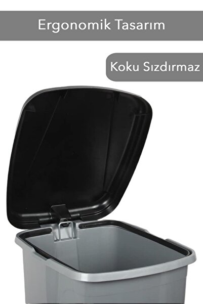 Meleni Home 25 Liter Pedal Grey Bathroom Kitchen Trash Can Black Lid Slim Pedal Trash Can