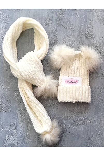 Toka Perisi Set beretă cu eșarfă cremă pentru copii unisex (1/3 ani)