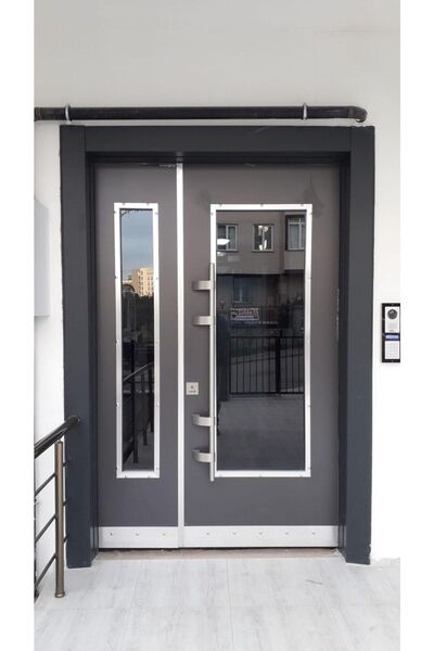 Tezdoor Çelik Kapı Fiyatları Siyah Renk Statik Kasalı Çelik Kapı, Apartman Giriş Kapısı Sağ Açılım
