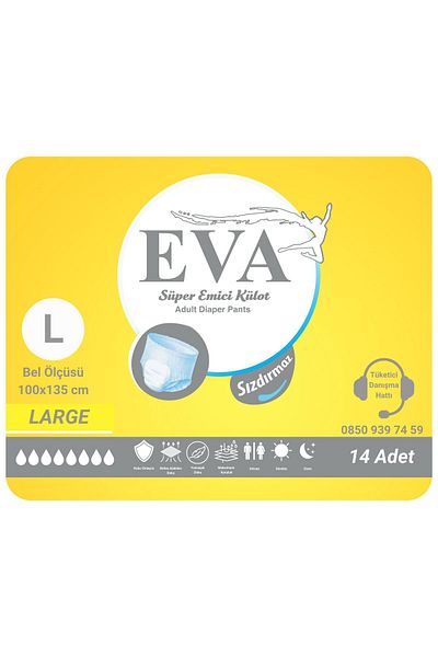 EVA Patient Diapers Adult Absorbent Panties Pad Large Size Large 14 Pieces Men Women