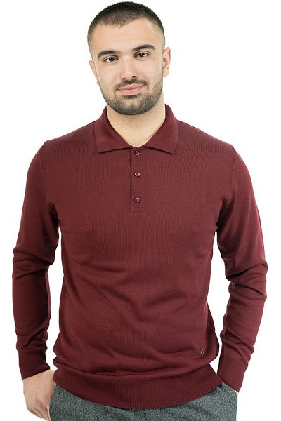 Sarar Interview Polo Collar Claret Red Wool Tirko