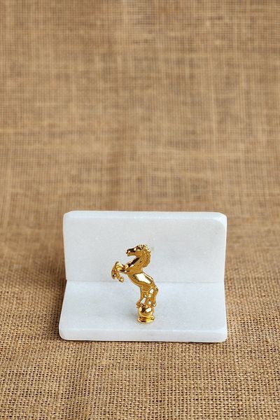 ioadesign Eda - Real Thin Marble Napkin Holder - Gold Metal Horse Figured
