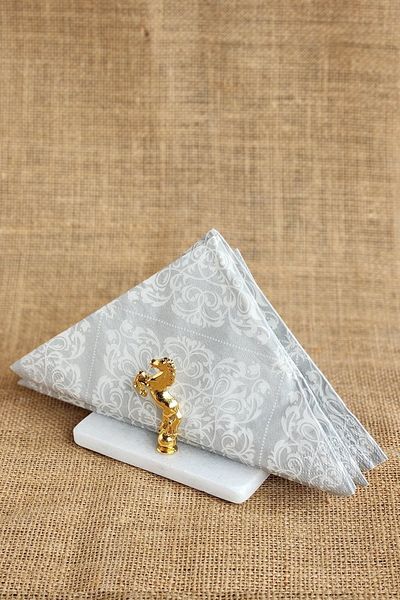 ioadesign Eda - Real Thin Marble Napkin Holder - Gold Metal Horse Figured