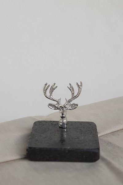 ioadesign Deer Figured Basalt Marble Turkish Delight Bowl - Silver Color