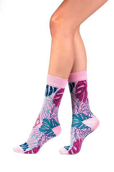 Ozzy Socks Дамски многоцветни шарени безшевни чорапи от органичен памук, дължина 6 фута