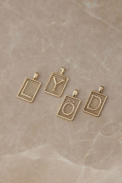 YAVUZ KUYUMCULUK 14 Ayar Altın Izgara Harf Kolye Ucu