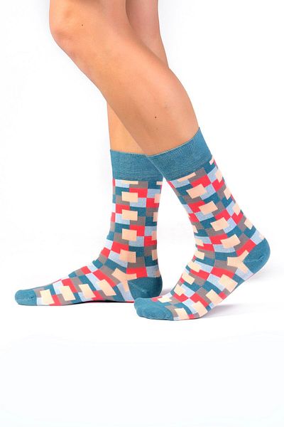 Ozzy Socks Ανδρικές κάλτσες από λευκό οργανικό βαμβάκι χωρίς ραφές με πολύχρωμα σχέδια Assorti-5