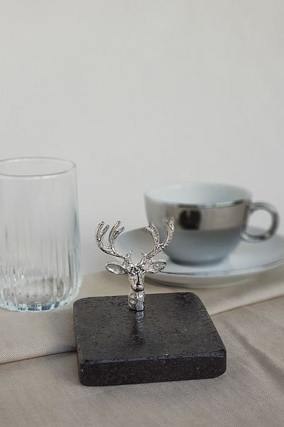 ioadesign Deer Figured Basalt Marble Turkish Delight Bowl - Silver Color