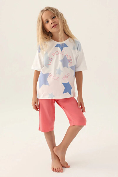 U.S. Polo Assn. Star Patterned Girl's Licensed Capri Set