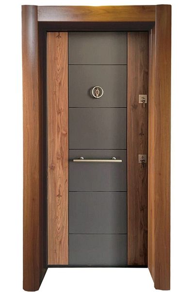Tezdoor Rustic Striped Nail Straight Model Steel Door - Left