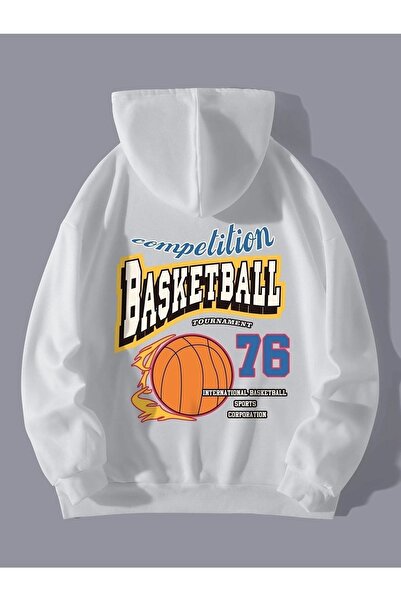 Deocept 76 Hanorac cu glugă supradimensionat unisex de baschet imprimat
