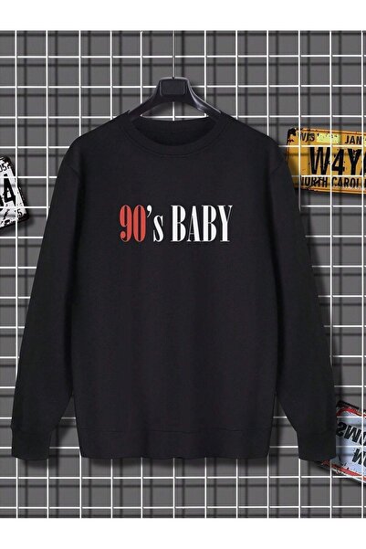 Deocept Imprimat ANII 90 BABY - Hanorac oversize unisex cu gât negru