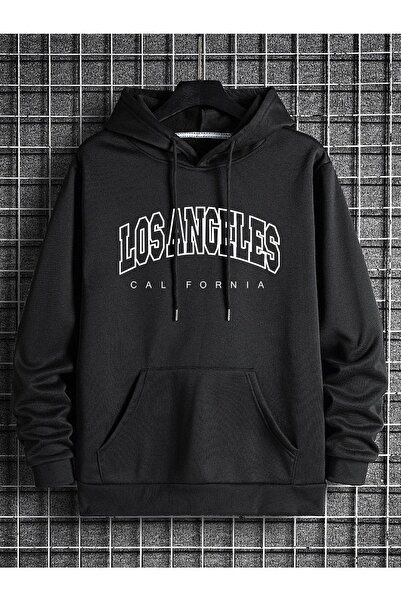 Deocept Los Angeles - Hanorac oversize unisex cu glugă cu imprimeu din Califo...