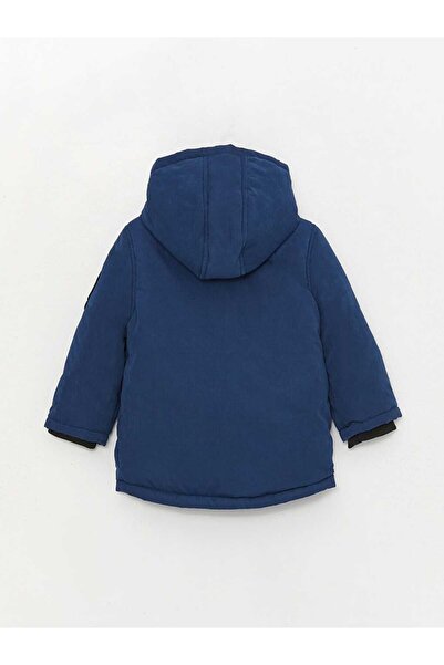 Hzmis Hooded Long Sleeve Water Repellent Wool Inside Baby Boy Coat Parka Navy Blue