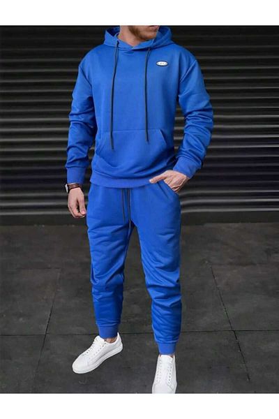 Deocept Men's Oversize Tracksuit Set - Hooded, Printed, Boyfirend