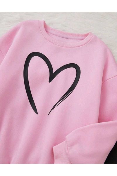 Deocept 2 Colors Printed Crew Neck Women's Tracksuit Set - Oversize Boyfirend