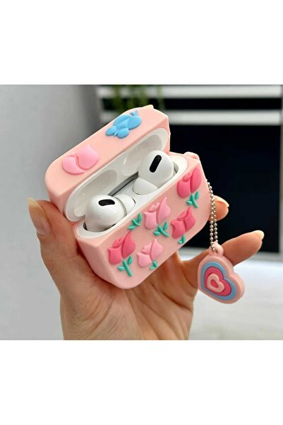 HappyCase Air Pods Pro ve Pro 2. Nesil Uyumlu Koruyucu Kulaklık Kılıfı Çiçek ...
