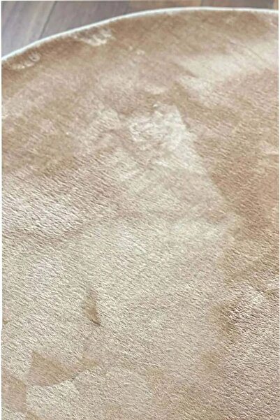 LİNOS HOME Μπεζ αφράτο χαλί μπάνιου βελούδινο σετ καθίσματος τουαλέτας 50x60(Οβάλ)-60x100(Οβάλ)-60x60(Στρογγυλό)