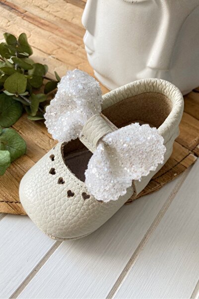 Li Puna - Shine Series Cream 100% Leather Baby First Step Shoes