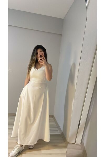 Miss Neşem Beyaz Kloş Elbise