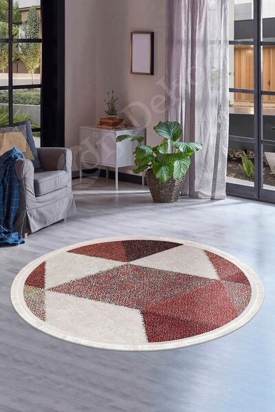 Dijidekor سجادة حمام رقمية مستديرة متعددة الطنف K1270 غير قابلة للانزلاق وقابلة للغسل 110X110