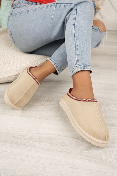 tusemmoda Γυναικείες γούνινες χειμερινές παντόφλες χαμηλής σόλας νέας σεζόν