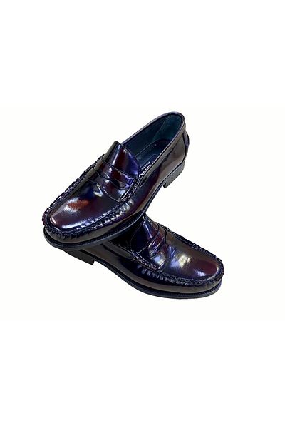 SULA Claret Red Men's Lofter - Leather Leather, Opening Detailed Inner Surface